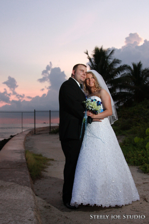 Destination wedding photographers Key Biscayne Florida sunset portraits